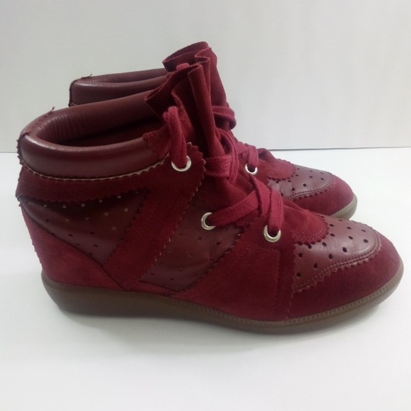 Isabel Marant Shoes - Isabel Marant Betty Burgundy Women 10 US 40 EU Hidden Wedge Leather Casual Shoes